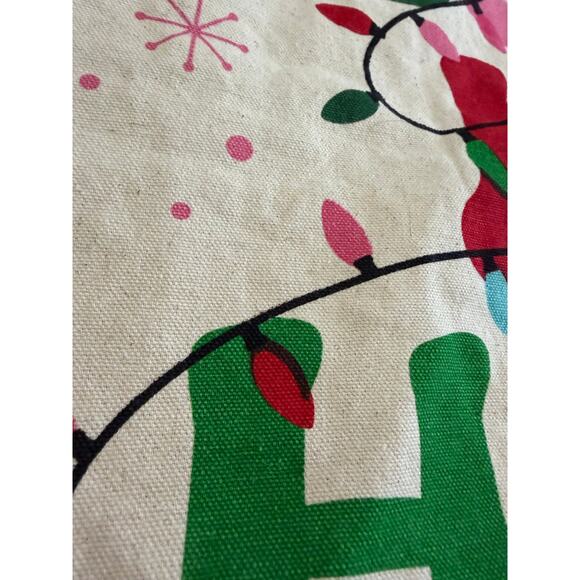 Boho Living Christmas Tote Bag OS Pink Green Ho Ho Ho Theme Holiday Shoulder - Picture 7 of 10